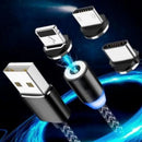 Cabo Carregador Magnético 3 em 1 – iPhone, Micro USB e Type-C