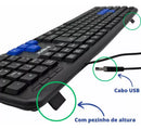 Teclado USB ABNT2 com Fio – Ergonômico, Silencioso e Resistente