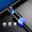 Cabo Carregador Magnético 3 em 1 – iPhone, Micro USB e Type-C