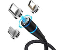 Cabo Carregador Magnético 3 em 1 – iPhone, Micro USB e Type-C