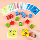 Jogo de Blocos de Expressões Faciais em Madeira – Método Montessori