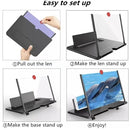 Ampliador de Tela 3D 12” Dobrável para Celular - Suporte portátil, zoom até 3x, ideal para vídeos e filmes